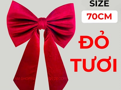 [Order 3 - 4 ngày] Nơ đỏ vải nhung xịn 2 cánh đuôi xéo dài cỡ lớn [Đứng form - Nhiều cỡ] PK-NO-12